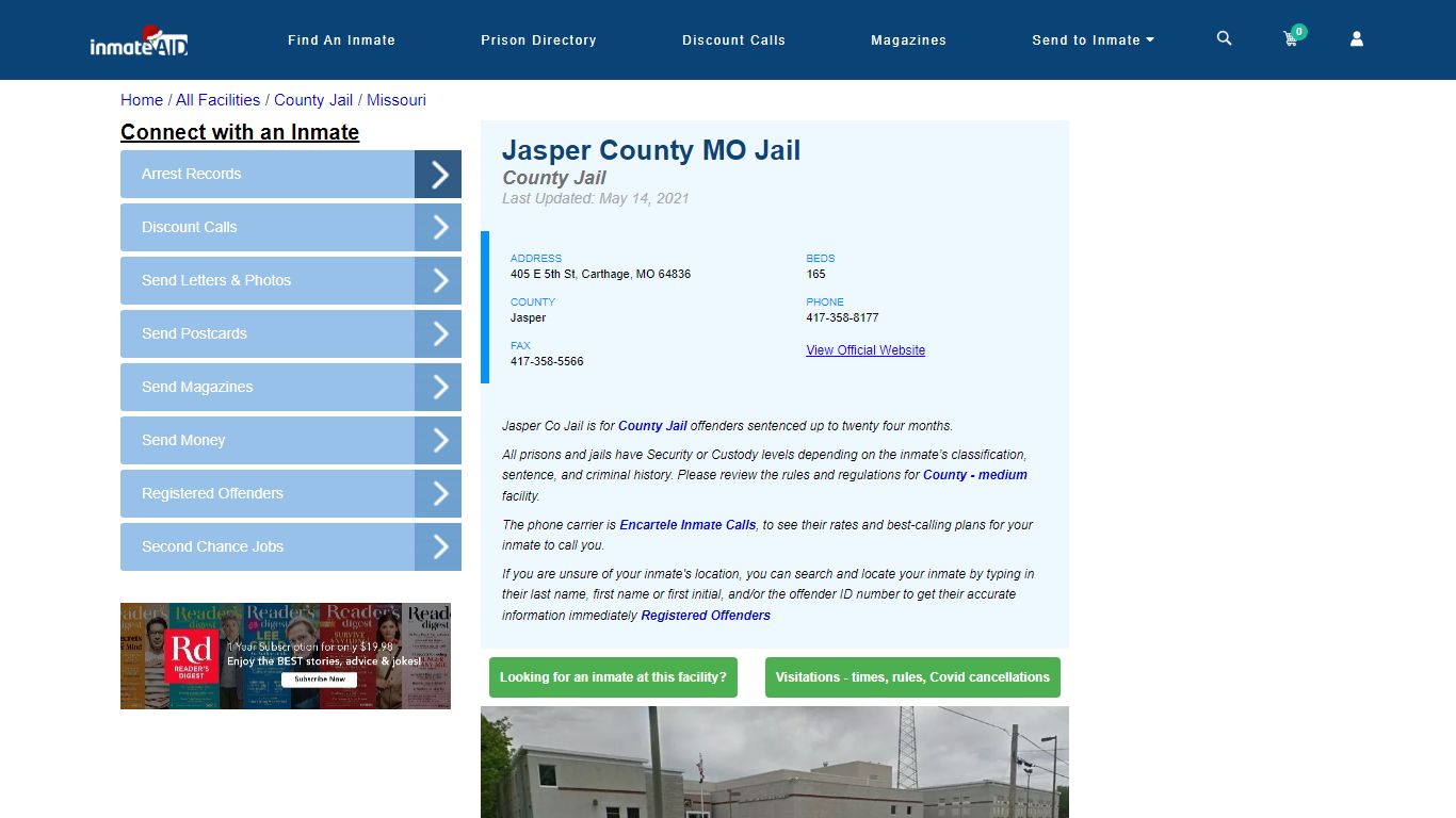 Jasper County MO Jail - Inmate Locator - Carthage, MO
